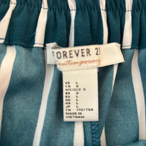 Forever 21 Teal and White Striped Wide-Leg Pants - Picture 4 of 4